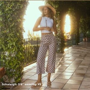 Albion Audrey Wide Leg Pants in Brown Checkers